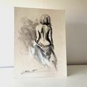 Szkic kobiety z bielą - autorska grafika 30x42 cm