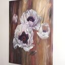 Ręcznie malowany obraz olejny „Białe Maki Ogrodowe Impresja” 60x70 cm