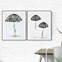 Zestaw 2 obrazów 40x50 cm Rain na szarym papierze (bez ramek)