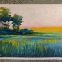 Pejzaż w pastelach suchych 18/24 cm - ręcznie wykonany