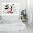 Buldogi Love - obraz na płótnie 120x80 cm, wysyłka w 24h