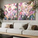 Zestaw kolorowych obrazów 100x100 cm - nowoczesna abstrakcja kwiaty