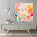 Pomarańczowy pastelowy obraz abstrakcyjny - wydruk na płótnie 50x50 cm