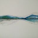 ABSTRAKCJA - obraz akwarelowy z kredkami 28,2 x 21 cm