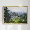 Mglisty las górski - oryginalna akwarela (43x61 cm)