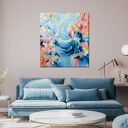 Kolorowa abstrakcja - duży abstrakcyjny obraz do salonu 90x100 cm ręcznie malowany