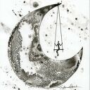 Grafika A4 malowana ręcznie - czarno-biała abstrakcja minimalizm (Dreams)