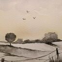 PEJZAŻ-akwarela formatu A5