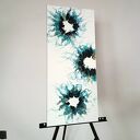 SKUPIENIE 35x80 cm - ręcznie malowana abstrakcja akryl do salonu (pouring)