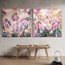 Zestaw kolorowych obrazów 100x100 cm - nowoczesna abstrakcja kwiaty