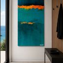 Złoty Zachód - teksturowany obraz ręcznie malowany do salonu 80x160 cm