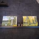 Brzozy w kolorze - ręcznie malowany zestaw 2 obrazów akrylowych 24x30