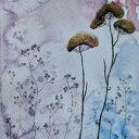 Jagodowa łąka - oryginalna akwarela 12,5 x 18 cm