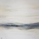 Przestrzeń Ciszy - obraz akrylowy 60x60 cm na płótnie, biel, szarość i złote akcenty
