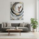 Koliberek Bird - ręcznie malowany obraz abstrakcyjny 70x100 cm ze złoceniem