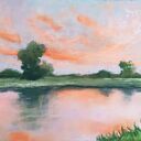 Nad Wodą - pejzaż pastelami suchymi, 18 x 24 cm