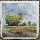 Oryginalny pejzaż akwarelowy 15x15 cm