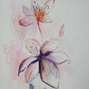 Akwarelowy obraz KWIATY 24x32 cm - abstrakcja Pauliny Lebidy