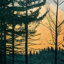 Obraz na płótnie Góry, las i zachód słońca 120x80 cm