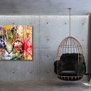 Duży obraz kolorowy kot 12 pop art na płótnie 120x80