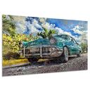 Obraz do sypialni canvas retro samochód AUTO 2 turkusowy 120x80 AleObrazy