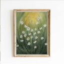 Oryginalna akwarela 30x40 - Rumianki na łące