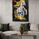 Koń w Ruchu - Obraz z Włókien, Mocne Kontrasty, Rękodzieło