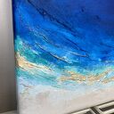 Granatowy mały obraz abstrakcyjny Ocean Maldives 20x20 cm do biura