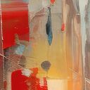 Ręcznie malowany obraz pejzażowy „Widok 31” 100 x 100 cm