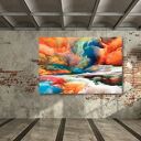 Obraz abstrakcyjny - kolorowe chmury w odcieniach pomarańczu i niebieskiego 120x80 cm