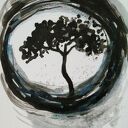 Obraz DRZEWO - ABSTRAKCJA w akwareli i tuszu 12,5/18 cm - monochrom