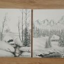 Zestaw 3 obrazów skandynawskich - Tryptyk 'Zimowy spokój' 3x40x30 cm