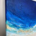 Granatowy mały obraz abstrakcyjny Ocean Maldives 20x20 cm do biura