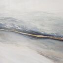 Przestrzeń Ciszy - obraz akrylowy 60x60 cm na płótnie, biel, szarość i złote akcenty