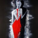 Czarno-biała grafika abstrakcja 50x70 cm ręcznie malowana tuszem - Relationships