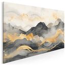 Obraz do salonu - ABSTRAKCYJNE GÓRY ZŁOTE LINIE PEJZAŻ - 70x50 cm