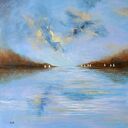 Białe łodzie - ręcznie malowany obraz akrylowy 60x60 cm