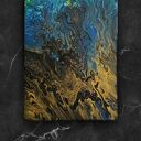 Złote głębiny oceanu - nowoczesny obraz abstrakcyjny na płótnie 30x40