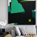 Abstrakcja z turkusem 120x120 cm - ręcznie malowany obraz do biura i salonu