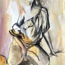 Obraz Louka Orange 100x70 cm - pomarańczowy klimat do sypialni