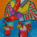 Obraz olejny Portret Babcia z drinkiem - edycja limitowana (A4)