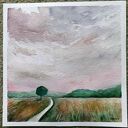 Oryginalny pejzaż - akwarela 20x20 cm w kwadracie (sygnowana)