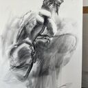 Szkic mężczyzny 100x70 - czarno-biały obraz do sypialni