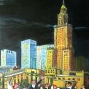 Warszawa - obraz akrylowy ręcznie malowany 50 x 70 cm (pejzaż, stolica Polski)