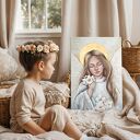 100% Ręcznie malowany Anioł na płótnie - 40x60 cm Twoja dedykacja