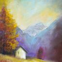 Pejzaż w pastelach suchych 24/18 cm - fioletowy klimat