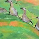Kaczuszki. pl - ręcznie malowany obraz akrylowy z kaczuszkami 50x20x2 cm