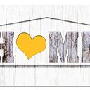 Duży obraz HOME 03 90x50 cm na płótnie Canvas - szary i żółty, gotowy do powieszenia
