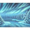 Obraz ręcznie malowany „Zorzowa noc” - format A3