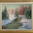 Zimowa pora w lesie - obraz olejny ręcznie malowany 60x70 cm